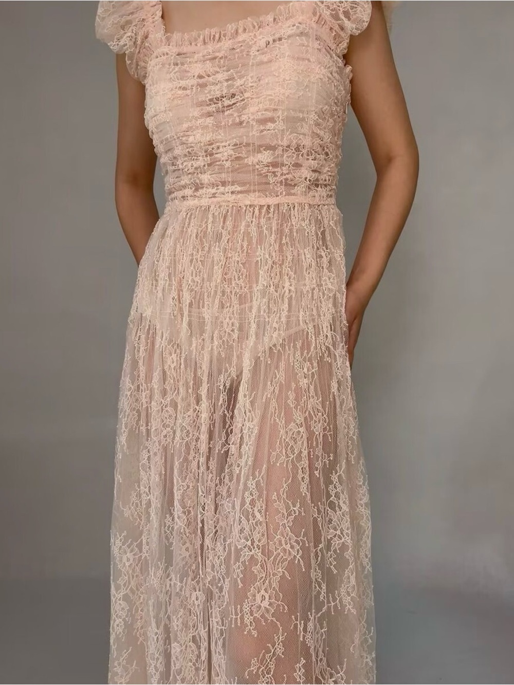 DOEN Delicate Lace Pamelina Maxi Dress in Petunia Pink - Picture 7 of 12